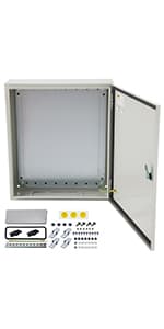VEVOR Fiberglass Enclosure 19.7 x 15.7 x7.9 Electrical Enclosure Box NEMA 3X Electronic Equipment Enclosure Box IP65 Weatherproof Wall-Mounted Electrical Enclosure with Hinges & Quarter-Turn Latches