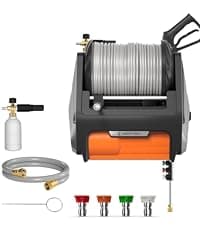 Giraffe Tools Pressure Washer Hose Reel, 1/4" × 65ft Pressure Hose Reel, Auto Rewind Power Washer Hose Reel, Wall/Floor Mounted, 3200 PSI
