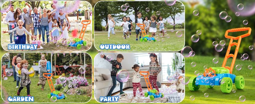 Lydaz Bubble Lawn Mower for Toddlers 1-3, Outdoor Bubble Blower Machine for 1 Year Old Boys Toy Gifts, Kids Easter Push Summer Outside Garden Toys, Birthday Gifts for Preschool Baby Boys Age 1 2 3