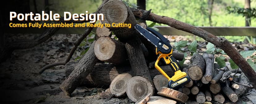 Mini Chainsaw Electric Chain Saw 6 Inch Cordless Battery Powered, 2.0Ah Battery, Compatible w/IMOUMLIVE Pole, Hand Held, Small, Portable and Easy for Tree Trimming Branch Pruning Wood cutting