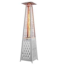 EAST OAK Pyramid Patio Heater, 48,000 BTU Outdoor Patio Heater All Stainless Steel, Quartz Glass Tube Propane Heater, Triple Protection System, With Wheels, Outdoor Heater for Commercial & Residential