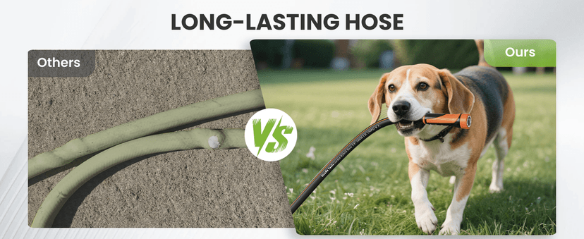 Giraffe Tools Garden Hose 100ft x 5/8", Water Hose Heavy Duty, Flexible, Lightweight Hybrid Hose with Swivel Handle, Male to Female Fittings, Burst 600 PSI