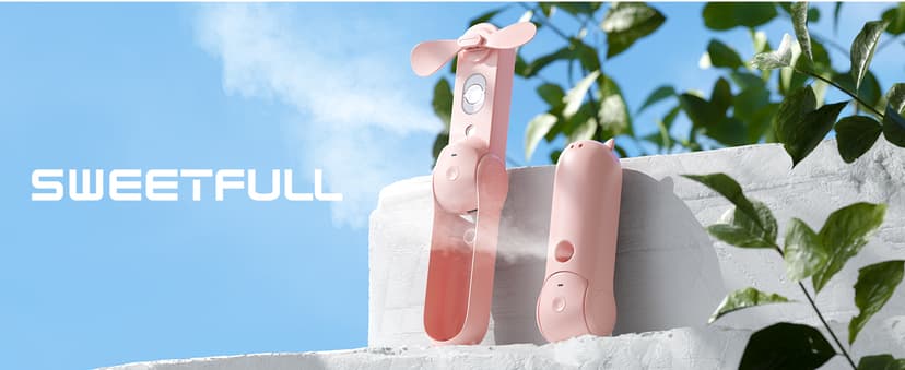 SWEETFULL Portable Misting Fan, Handheld Personal Mister, Mini Spray Water Mist, Kids Women Fan For Travel, Outdoors, Hiking, Camping, Home Office (Pink)