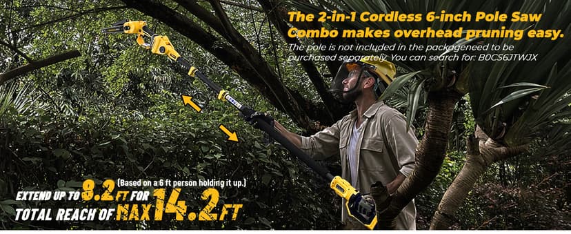 Cordless Mini chainsaw compatible with Dewalt Battery 20V MAX,Brushless Chainsaw With Automatic Chain Tensioning Device & Auto Oiler,Portable Power Chainsaw for Logging|Tree Trimming(Battery Included)