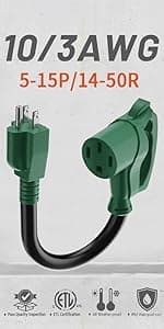 30 FT 50 Amp RV/EV Extension Cord Outdoor with Grip Handle, 4 Prong Flexible Heavy Duty 6/3+8/1 Gauge STW RV Power Cord Waterproof, NEMA 14-50P to 14-50R, Black-Yellow, ETL Listed