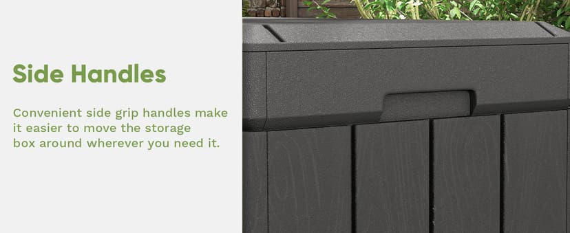 Patiowell 82 Gallon Resin Deck Box, Waterproof Large Wood Look Storage Box for Patio Furniture, Pool Accessories, Garden Tools and Sports Equipment, Lockable, Grey