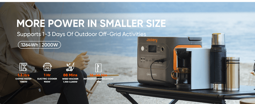Jackery 1000 Plus Solar Generator, 1264Wh Portable Power Station with 2xSolarSaga 100W Solar Panels, 2000W Output Expandable Home Backup Power for Off-grid Living, Outdoor Camping and Exploration