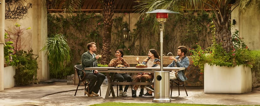 EAST OAK Anti-rust 50,000 BTU Patio Heater for Outdoor Use With Double-Layer Stainless Steel Burner, Round Table Design and Wheels, Outdoor Patio Heater for Home and Commercial, Stainless Steel