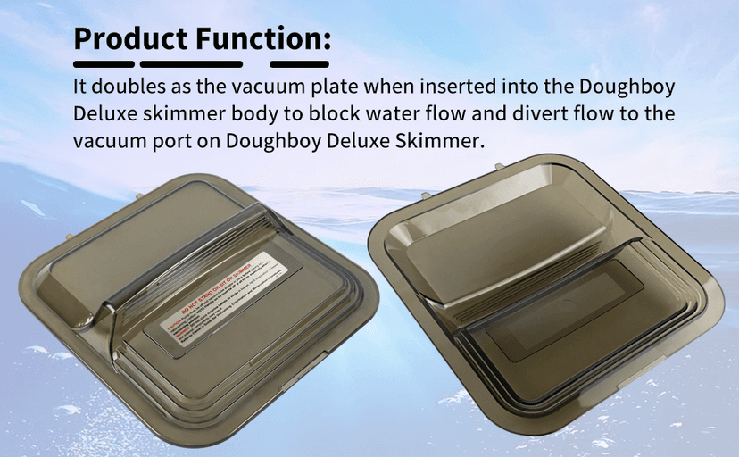 XJJ 1107-1356 Skimmer Lid Clear Tinted Black, Fit for 2094 & 2095 Doughboy Deluxe Skimmers, Replaces Skim-line Vacuum Skim Filter lid 1121-1349 11211349