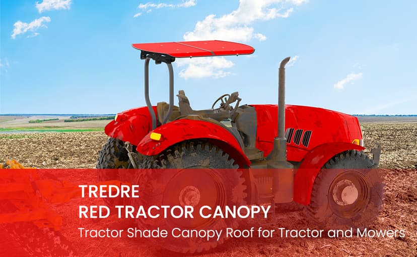 Red Tractor Canopy for ROPS 53-3/8" X 53-3/8", Tractor Shade Canopy Roof for Tractor and Mowers, Non-Fading High-Density Thermoplastic (Will Add About 4'' to The Height of The Tractor)