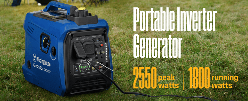 Westinghouse 2550 Peak Watt Super Quiet & Lightweight Portable Inverter Generator, RV Ready 30A Outlet, Gas Powered, CO Sensor, Parallel Capable, Long Run Time,Blue