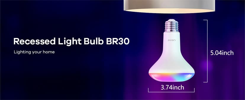 Linkind Matter Smart Light Bulb, BR30 Smart Bulbs, Recessed LED Color Changing Light Bulbs RGBTW, E26 Smart Flood Light Bulbs 650LM 60W Work with Alexa, Apple Home, Google Home, SmartThings, 4Pack