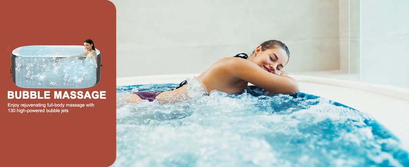 LILYPELLE 1-2 Person Inflatable Hot Tub, Portable Oval Blow Up Hot Tub with 100 Bubble Jets, Outdoor Spa Set Included Heater Pump, Filter and Side Table, 75" X 47" X 25"