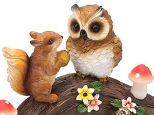 Solar Owl Garden Statues Outdoor Decor Resin Owl Squirrel Figurine with Mushroom Lights for Patio Lawn Yard Decorations Christmas Housewarming Gardening Gifts for Women Mom