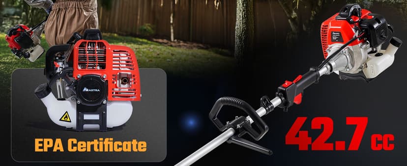 Pole Saw Gas Powered, 16-Foot Reach 42.7CC 2-Cycle 10-Inch Bar Cordless Extendable Long Trimmer Power Gasoline Chainsaw For Tree Hedge Trimming Bush Pruning, Regular Saw Head