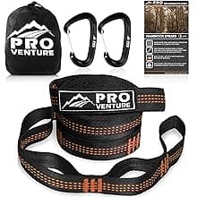Hammock Straps and 2 Carabiners, 30+2 Loops, 1200lbs Breaking Strength (500lbs Rated) | 100% Non-Stretch, Lightweight, Portable Camping - Quick, Easy Setup | Heavy Duty + Tree Friendly
