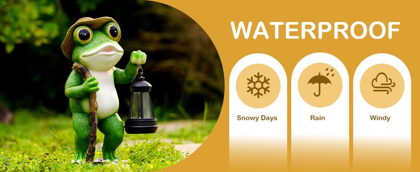 Solar Frog Garden Decor with Lantern Outdoor Statue for Patio Pathway Frog Figurine for Yard Decoration Lawn Ornament Gardening Gifts for Women Mom Grandma