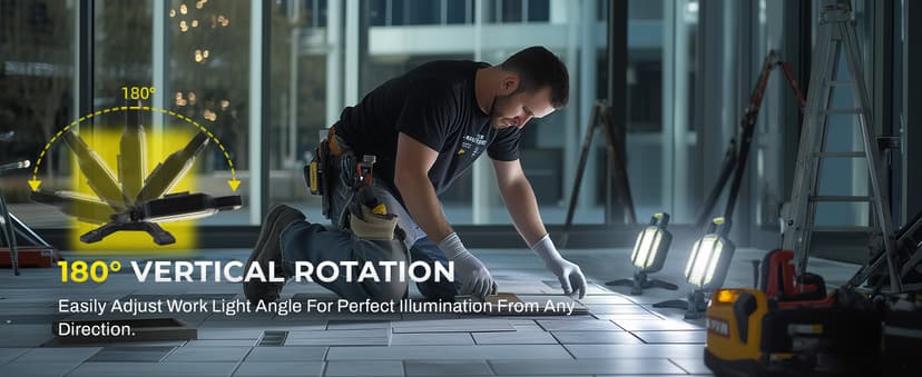 Yzoni Magnetic Light, Portable LED Work Light with 5 Light Modes, Magnetic Base Rechargeable Battery Operated COB Flashlight, Hold to Dim Flood Light for Car Repairing, Camping