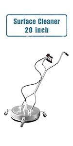 janz 14" Pressure Washer Surface Cleaner with 4 Wheels, Stainless Steel Housing, 1/4" Quick Plug, 2 Extension Wands, 2 Replacement Nozzles and 3 Spray Nozzles, 4000 PSI