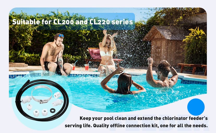 2 Sets Offline Feeder Connection Pack with Saddle Clamp Chlorinator Feeder Hose Tubing Parts with 2 Sets Check Valve Control Valve for CL200 CL220 Offline Replacement