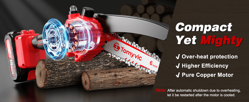 Electric Mini Chainsaw Battery Powered - 6 Inch Cordless Handheld Power Chain Saw With Charger For Trimming On Tree Branches, Wood Cutting, Pruning Limbs To Yard Clean-Up & Gift-Ready