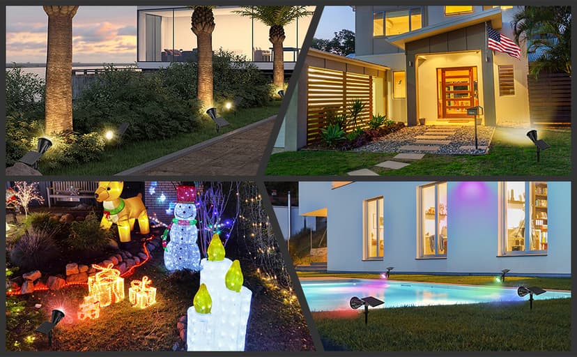 Solar Color Spot Lights Outdoor,21 LEDs Color Changing Solar Outdoor Lights,IP67 Waterproof RGB Multicolor Yard Solar Spotlights Auto On/Off for Pathway Garden Pool Patio Tree,2 Pack