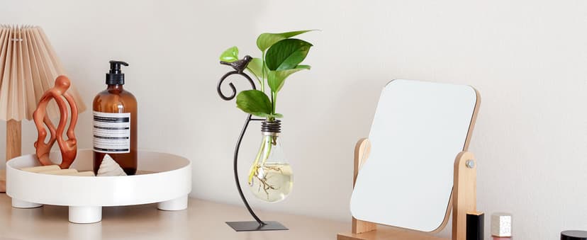 Marbrasse Desktop Glass Planter Hydroponics Vase,Planter Bulb Vase with Holder for Home Decoration,Modern Creative Bird Plant Terrarium Stand, for Plant Terrarium