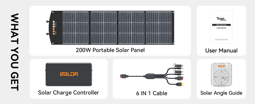 BALDR Solar Panels 200W Monocrystalline Portable Folding Solar Charger for Solar Generators and Portable Power Stations,Solar Panel Kit for Camping, Off Grid Living