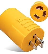 MECMO Shore Power NEMA L5-30P to 3X 5-15R/5-20R RV Generator Adapter Marine 30 Amp to 110 15 Amp Household Regular Connector, 30A 3 Prong Locking Generator Male L5-30P to 5-15R 5-20R 3-Way Female