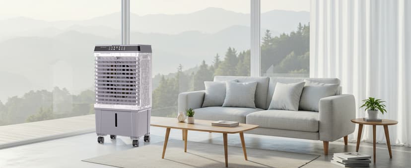 Swamp Cooler,1800CFM Portable Evaporative Air Cooler,Cooling Fan for Room Garage Patio,5.3 Gal Water Tank,3 Speeds,4 Ice Boxes,12H Timer,Remote