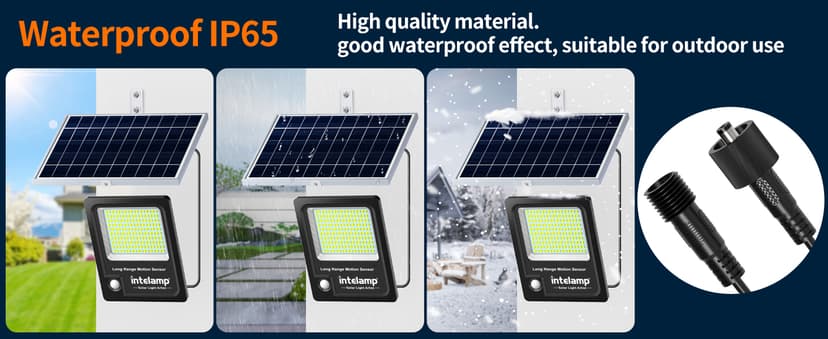 intelamp Solar Flood Lights Outdoor Waterproof, Linkable 12000mAh 3000LM Motion Sensor Floodlight with Remote Countrol Sensor Case 16.4Ft Cable, Dusk to Dawn Lighting Lamp for Street Outside House