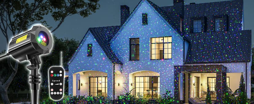 Poeland Christmas Laser Projector Lights Waterproof Outdoor Garden Decorative Lighting with Security Lock 3 Color Red Green Blue