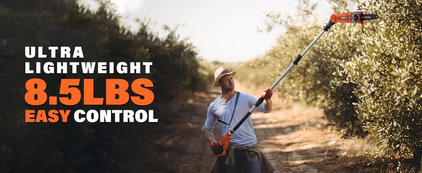 MAXLANDER 8-Inch Electric Pole Saw Corded - 6 Amp Pole Saws for Tree Trimming, Lightweight & Efficient Pole Saw - Easy Tree Trimming & Tool-Free Setup