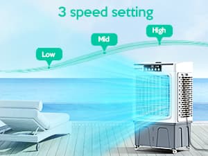 Evaporative Cooler, VAGKRI 2100CFM Air Cooler, 120°Oscillation Swamp Cooler with Remote Control, 24H Timer, 3 Wind Speeds for Outdoor Indoor Use,8 Gallon