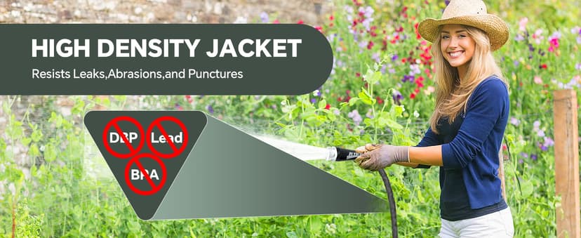 50ft Non-Expanding Garden Hose – Ultra-Light, Kink-Free, High-Pressure, Abrasion-Resistant, Durable, All-Weather, Eco-Friendly, Black&Gray