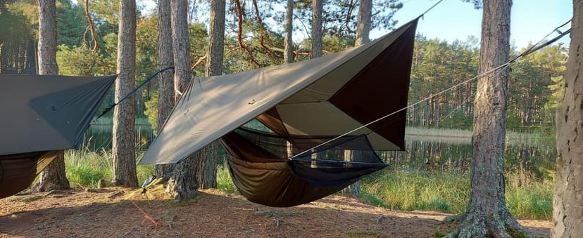 onewind 12×10 ft Hammock Tarp, Ultralight Tarp Silnylon Hammock Rain Fly Lightweight Waterproof Camping Tent Tarp with Doors, Easy to Setup with Stuff Sack, Tent Stakes, OD Green