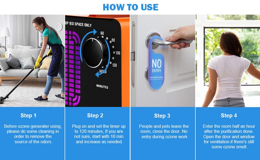 Ozone Generator 80,000mg/h, Ozone Machine Odor Removal Ozone Odor Eliminator Ozonator Air Ionizer Deodorizer for Home/Car/Smoke/Pet Odor