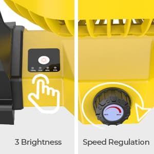 Camping Fan with LED Lantern, 36 Hours 9 Inch Portable Rechargeable Battery Powered Fan with Stepless Speed and Quiet Battery Operated for Picnic, Barbecue, Fishing, Travel, Home, Tent