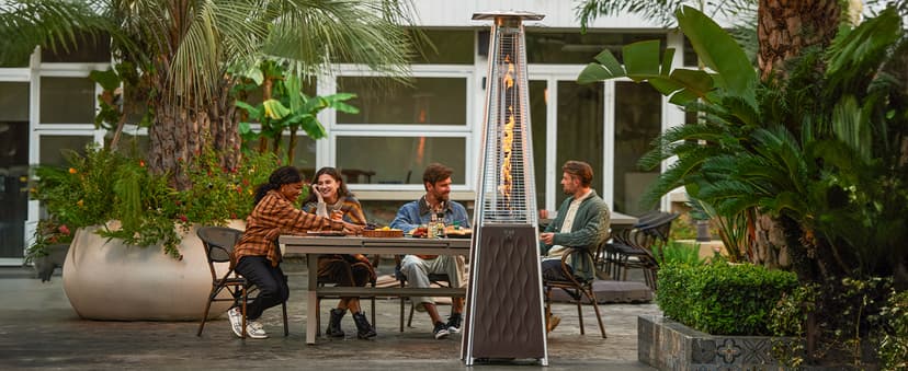 EAST OAK Pyramid Patio Heater, 48,000 BTU Outdoor Patio Heater, Quartz Glass Tube Propane Heater for Commercial & Residential, Triple Protection System, With Wheels, 2024 Upgrade, Bronze