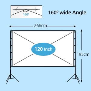 Projector Screen and Stand, Towond 120 inch Portable Projector Screen Indoor Outdoor Movie Screen 16:9 4K HD Wrinkle-Free Lightweight Projection Screen with Carry Bag for Backyard Movie Night