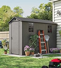 Patiowell 82 Gallon Resin Deck Box, Waterproof Large Wood Look Storage Box for Patio Furniture, Pool Accessories, Garden Tools and Sports Equipment, Lockable, Grey