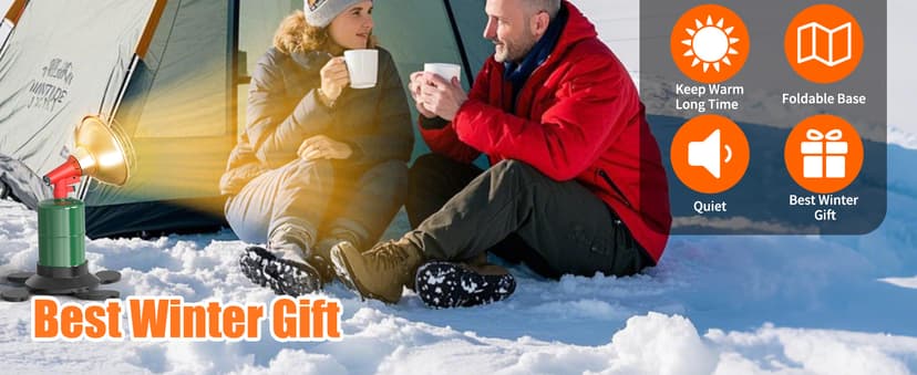 Buyplus Portable Propane Heater, 6200 BTU Portable Camping Heater Outdoor with Electric Ignition, Control Valve, Gas Cylinder Base for Tent, Fishing, Garage, 7“L x 7"W x 10"H