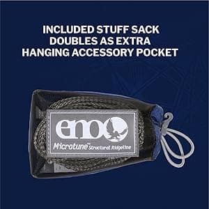 ENO Microtune Structural Ridgeline - Camping Hammock Travel Essentials - Hammock Cord for Preset Lay - Compatible with 1 to 2 Person Portable Hammocks - Sapphire/Grey