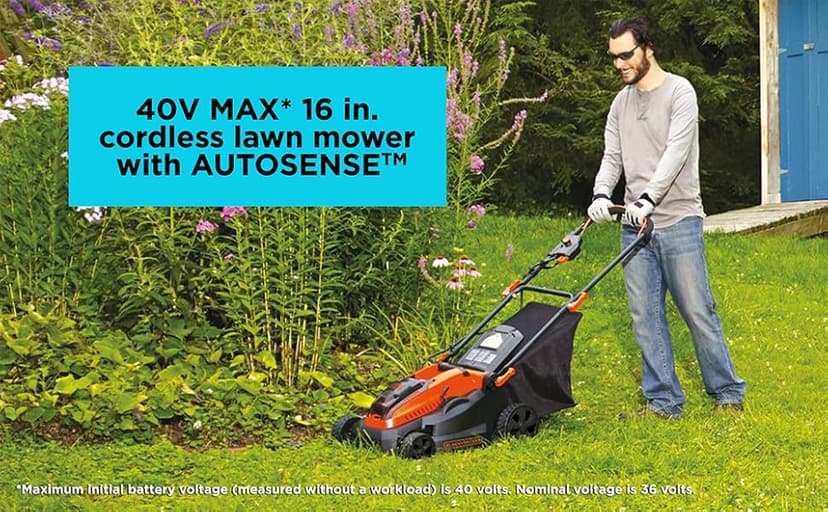 BLACK+DECKER 40V MAX* Cordless Lawn Mower, 16-Inch (CM1640)
