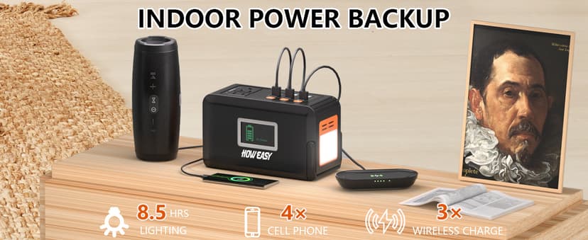 HOWEASY Portable Power Station, 88Wh Solar Generator, Lithium Battery Power with 110V AC 150W Peak Socket/DC/USB/LED Light for Outdoor Camping Trip Hunting Emergency(Solar Panel Not Included)