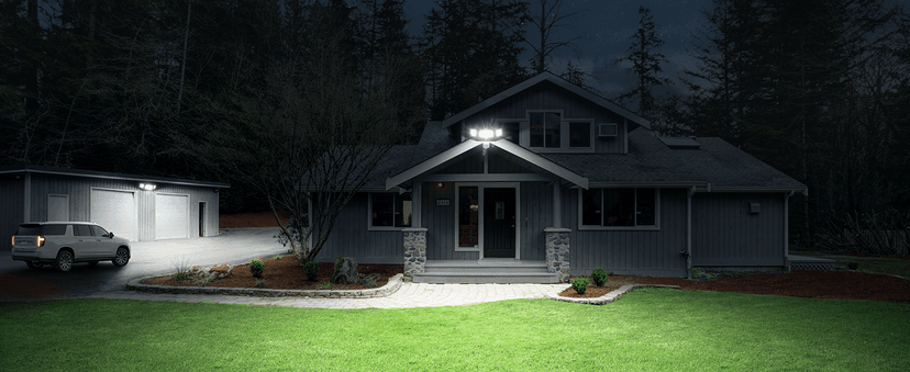 LEPOWER LED Security Lights Motion Sensor Light Outdoor, 38W 4200LM Light, 5500K, IP65 Waterproof, 3 Head Detected Flood for Garage, Yard, Porch (White)