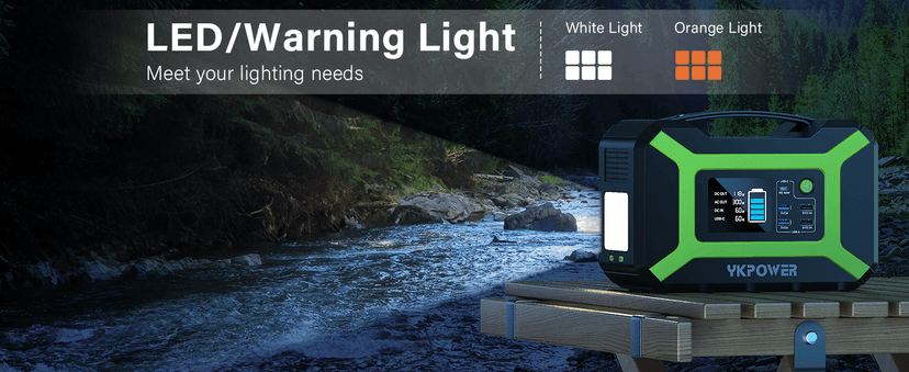 Portable Power Station 300W (Peak 600W), YKPOWER 296Wh Backup Lithium Battery Solar Generator with 110V AC Output, 60W USB-C PD Output, LED Light, Power Station for Outdoor Camping Travel RV CPAP Home