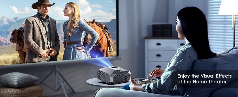 YOWHICK 4K Projector with WiFi and Bluetooth, 20000L Native 1080P Outdoor Portable Movie Projector, Smart Video Projector, 50% Zoom/400" Display, Compatible with HDMI/USB/PC/TV/PS5/DVD/Android/iOS