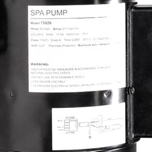 XtremepowerUS 3.0HP High Flow 230 Volt Spa Pump Side Discharge Pump 2" Intake Circulating Hot Tub 2-Speed, Fitting Set Included
