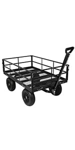 BILT HARD 4 Cu.Ft. 10" No-Flat Tires Poly Yard Dump Cart with 180° Rotating Handle, 600 lbs Capacity Heavy Duty Garden Carts and Wagons